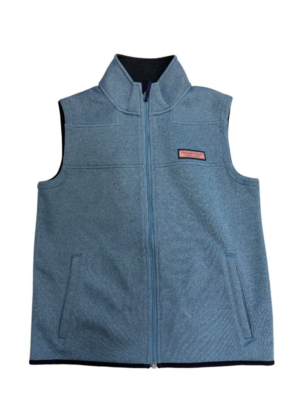 Vineyard Vines Youth Large Blue Full Zip Fleece Vest Size 16 Excellent Condition
